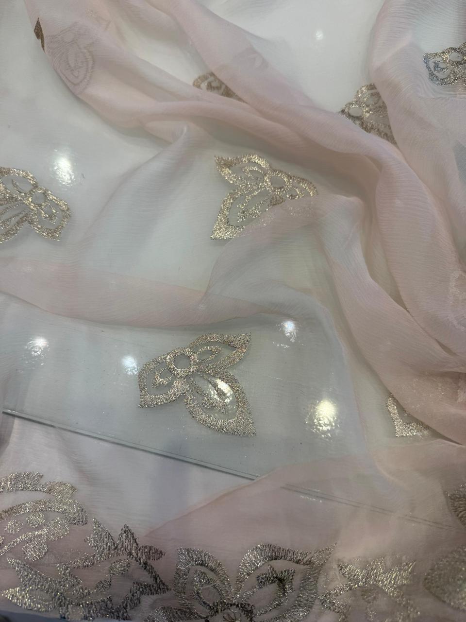 Silver Embroidery  Fabric