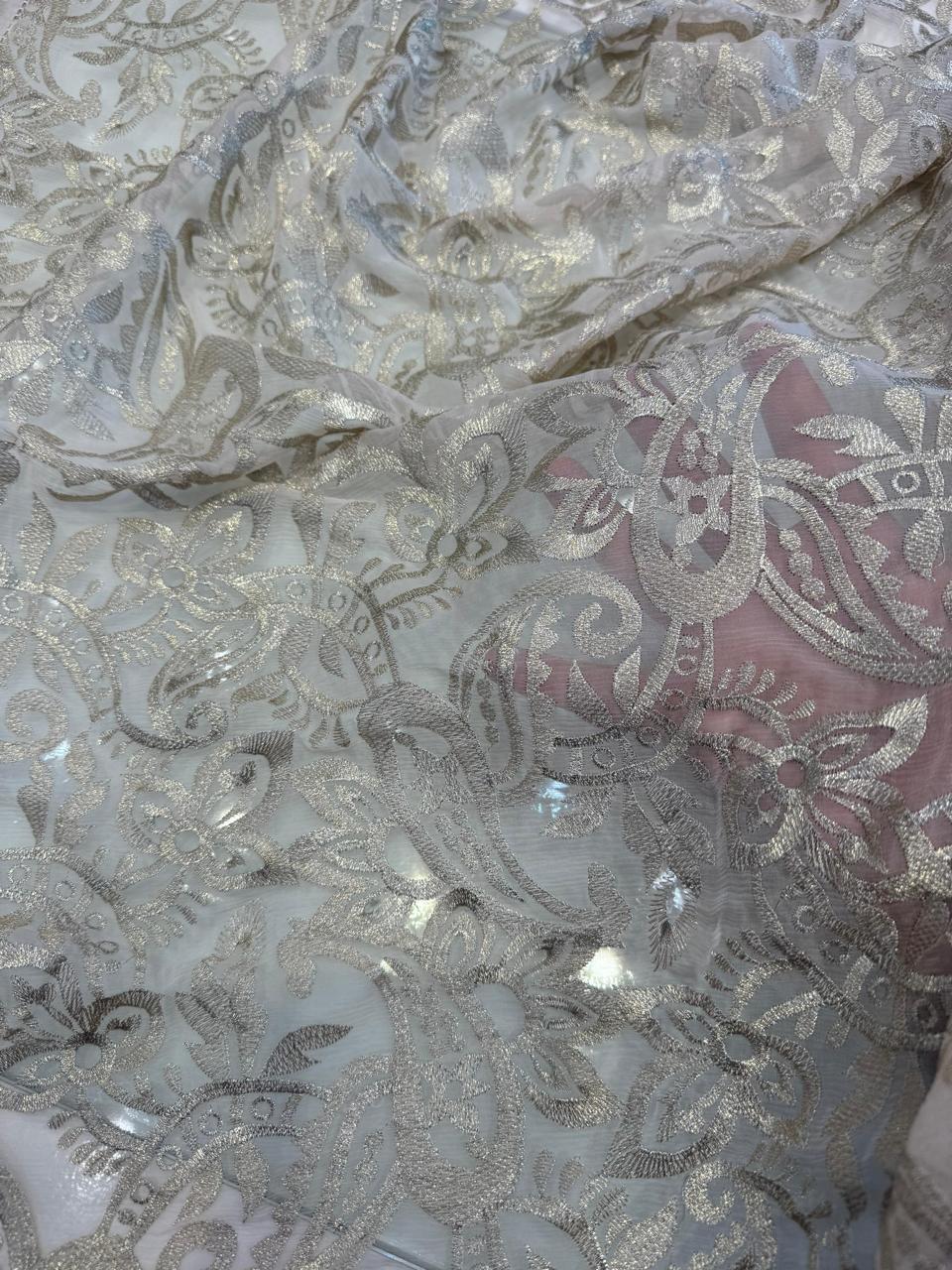 Silver Embroidery  Fabric