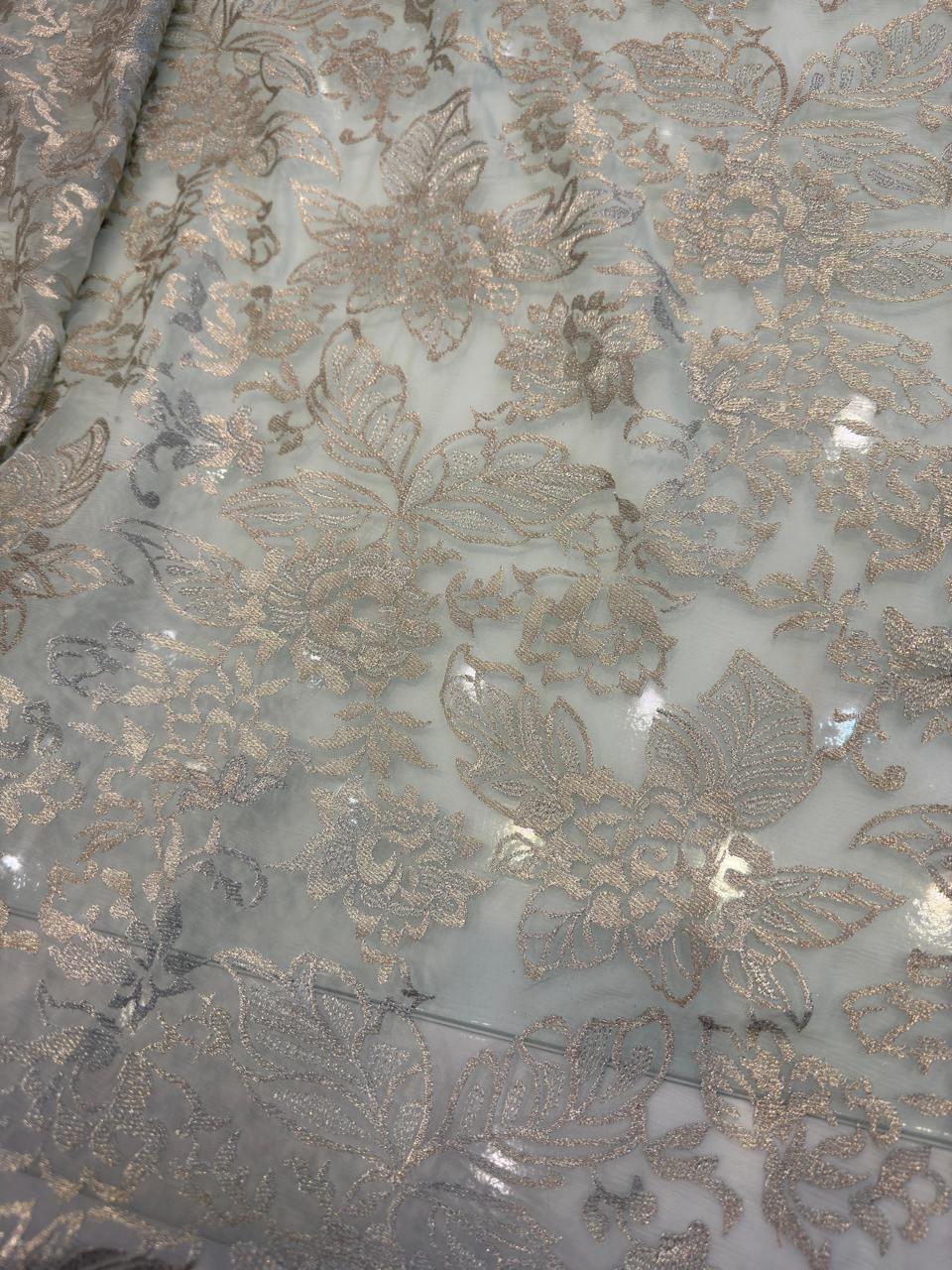 Light grey gold embroidery