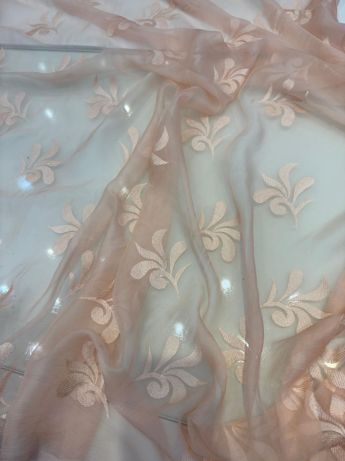 Light colour rose gold embroidery