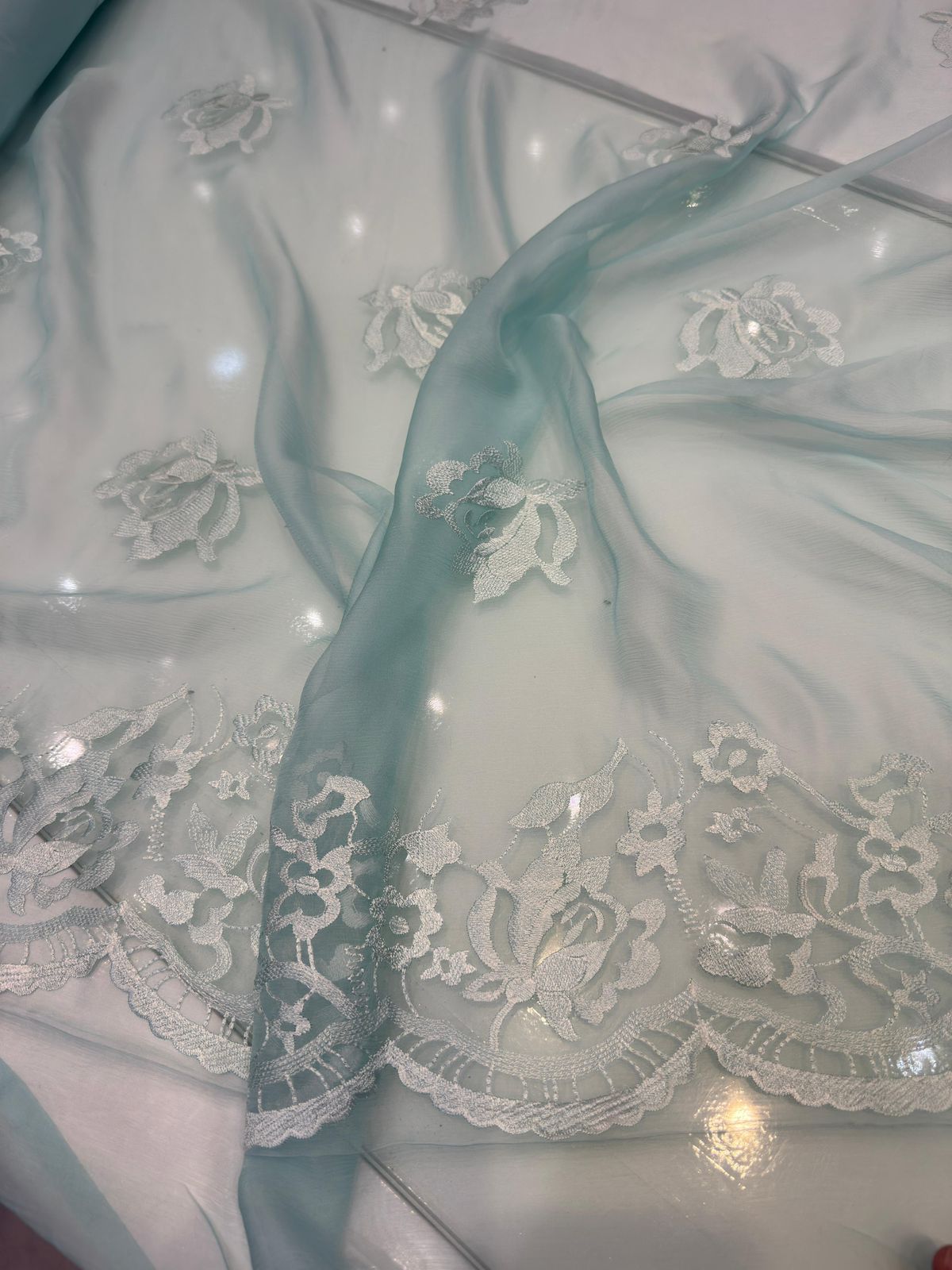 light blue embroidery shirt and duapatta