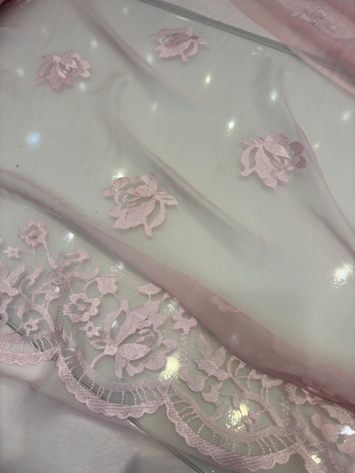 Baby pink emboridery duapatta and shirt