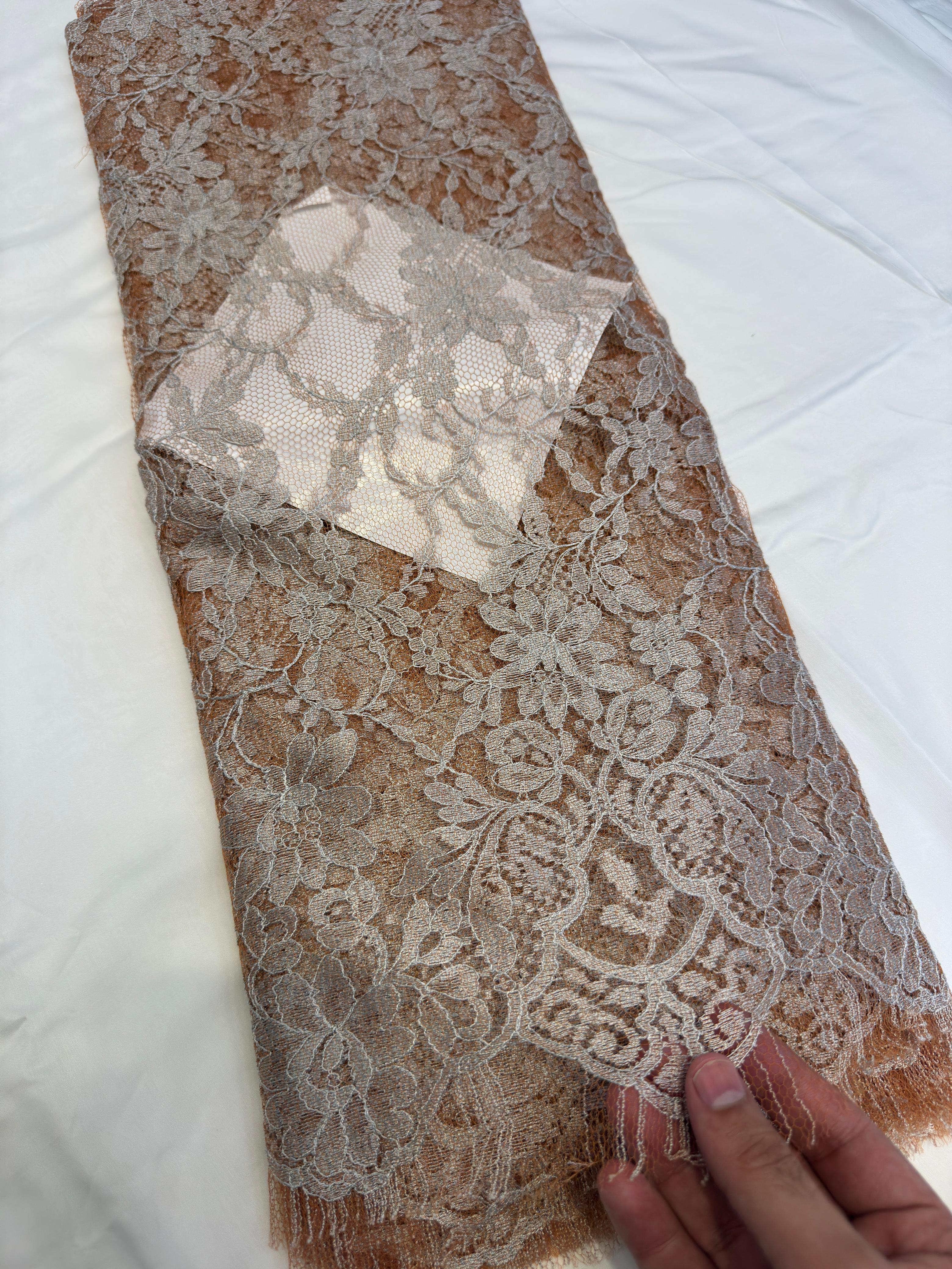 Resham peach ivory two tone